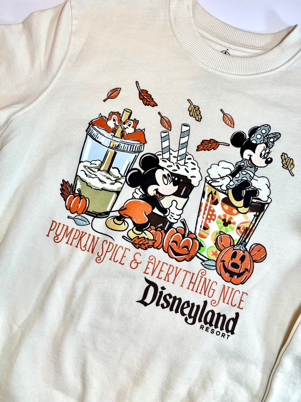 Disneyland Mickey & Minnie Pumpkin Spice & Everything Nice Adult Sweatshirt -NWT